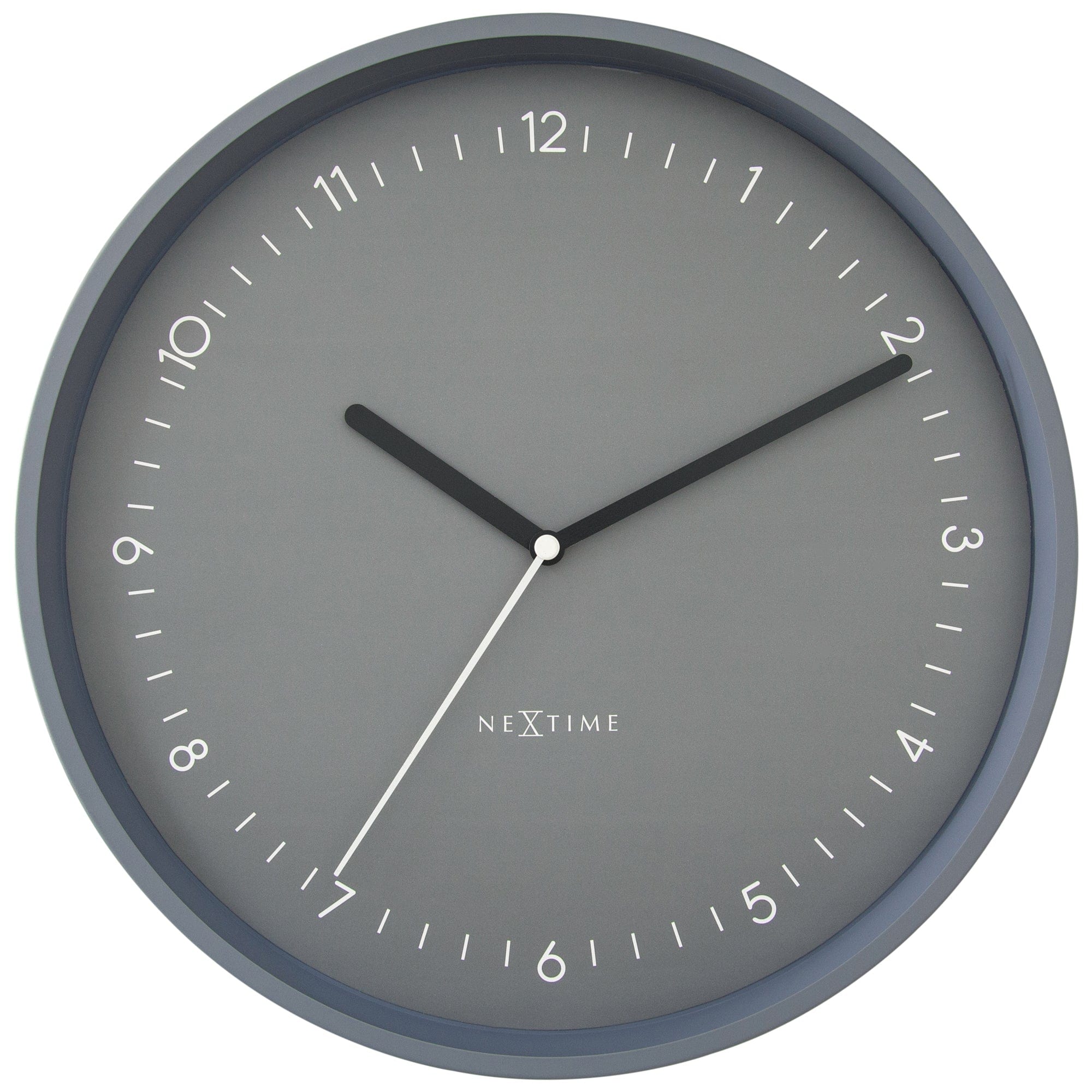 NeXtime Clocks Berlin wall clock, 30cm aluminum silent clock with a modern design, front view showing the clock face and hands.